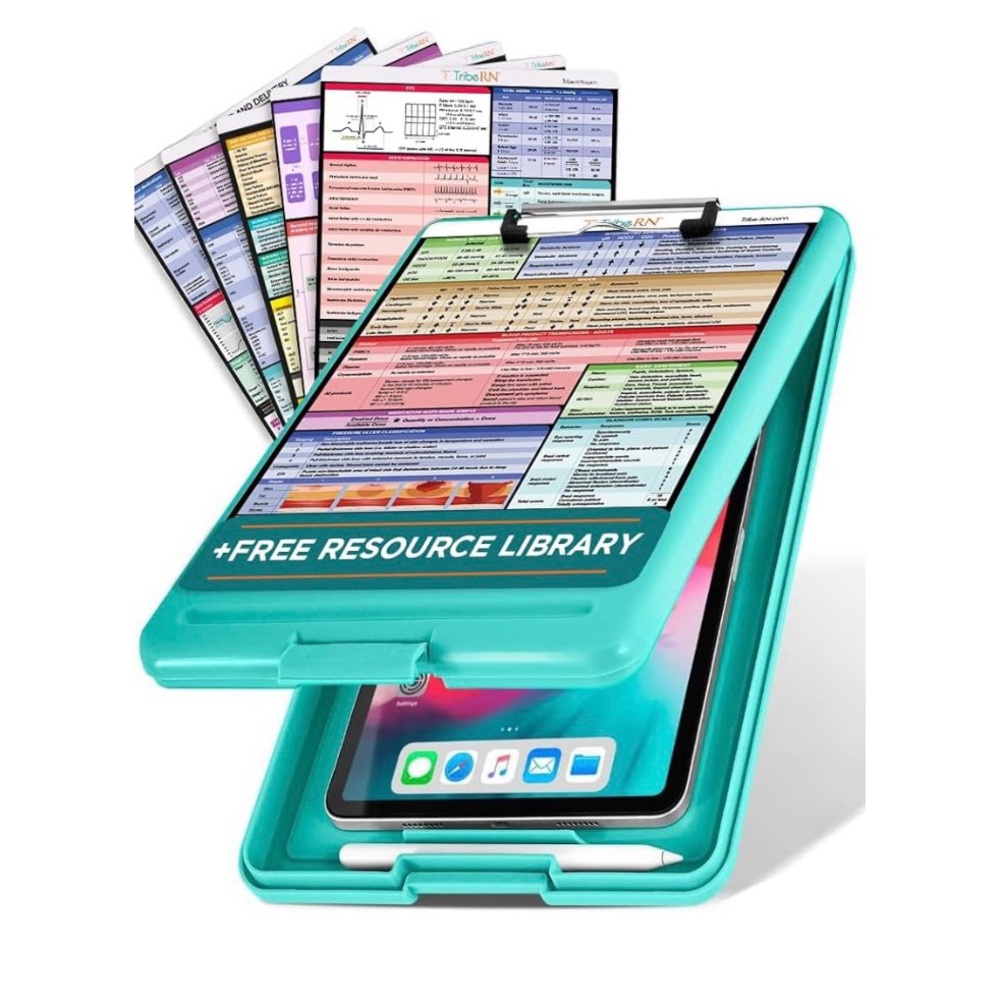 Blue Tribe RN Nursing Clipboard with Storage and heavy duty cheat sheets